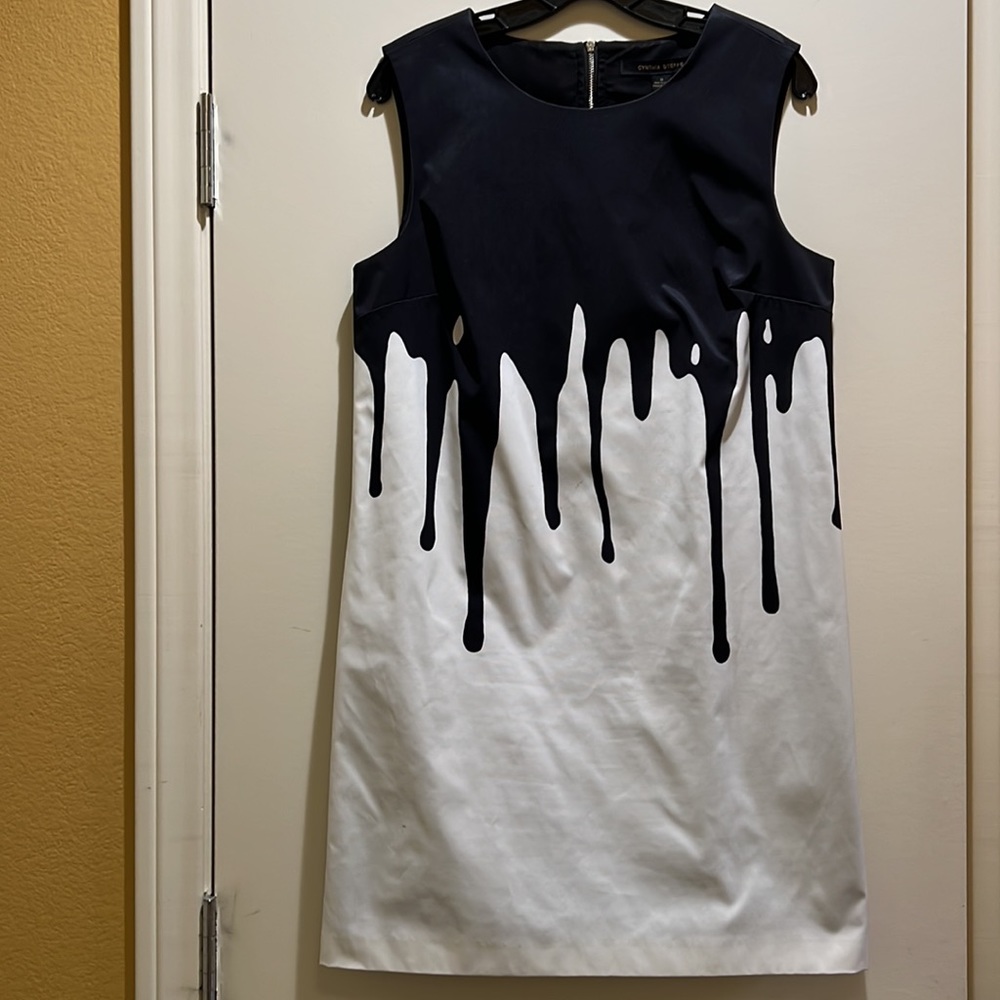 Cynthia Steffe Black/Ivory Print Sleeveless Dress